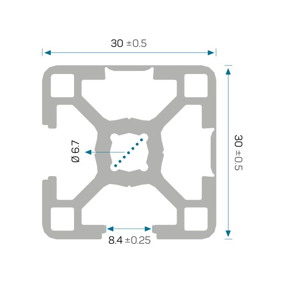 30×30×2K Sigma Profil — 12373 ölçülü kesit çizimi