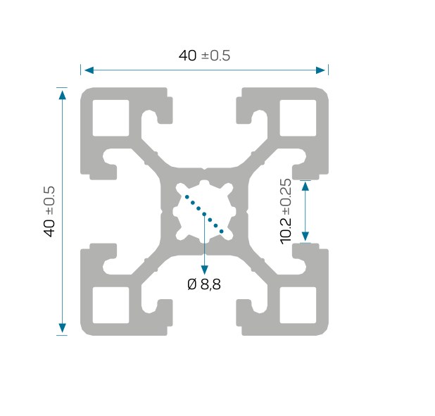 40×40 (A) Sigma Profil — 12930 ölçülü kesit çizimi