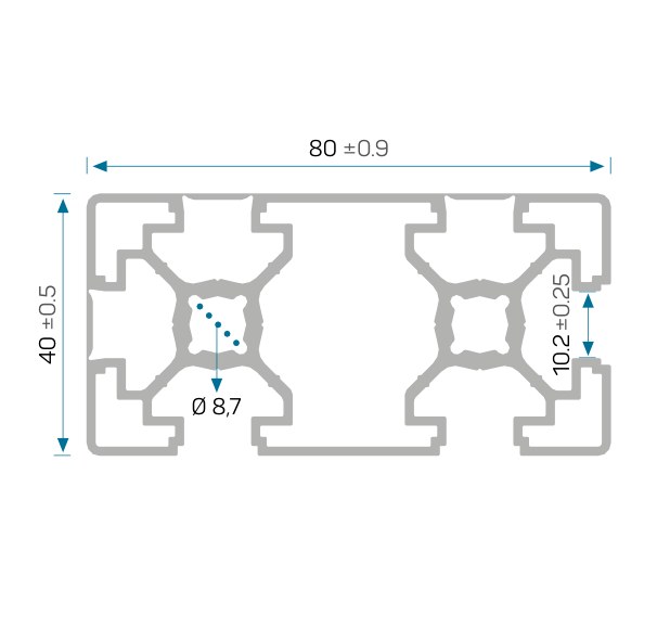 40×80 2K Sigma Profil — 12936 ölçülü kesit çizimi