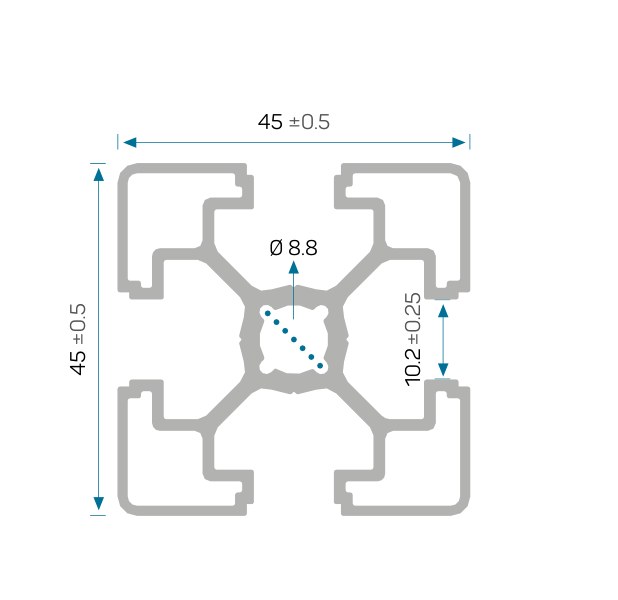 45×45 (H) Sigma Profil — 7269 ölçülü kesit çizimi