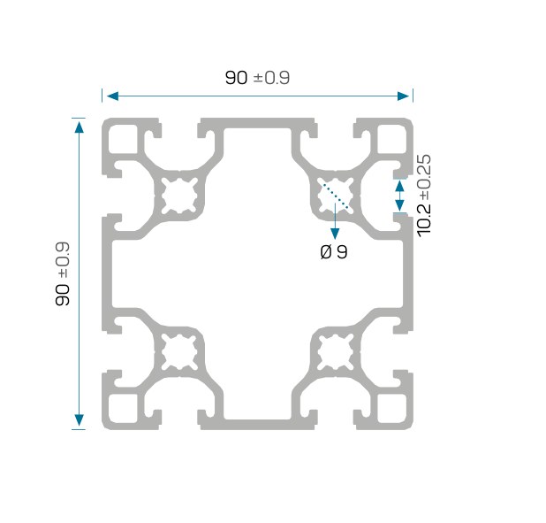 90×90 (H) Sigma Profil — 7324 ölçülü kesit çizimi