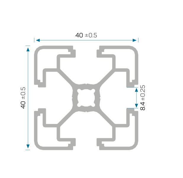 40×40 (H) Sigma Profil — 7974 ölçülü kesit çizimi