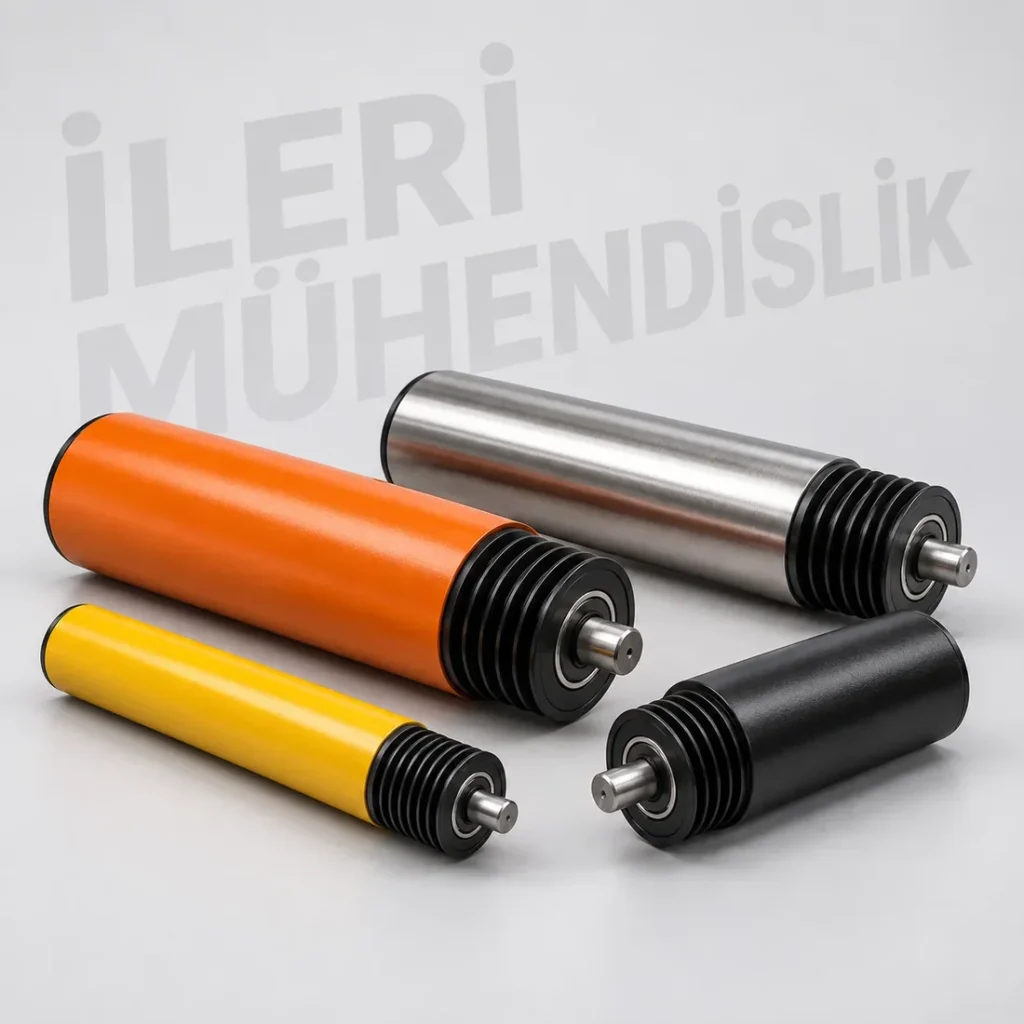 Poly-V Kasnaklı Konveyör Rulosu — 1. görsel — Ürün gövdesi ve uygulama örneği