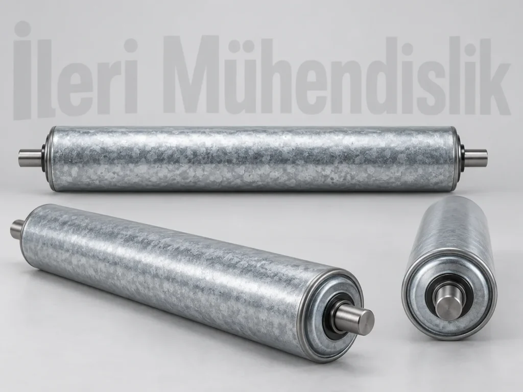 Metal Kapaklı Konveyör Rulosu — 2. görsel — Başlık kullanılan rulo ve montaj örneği