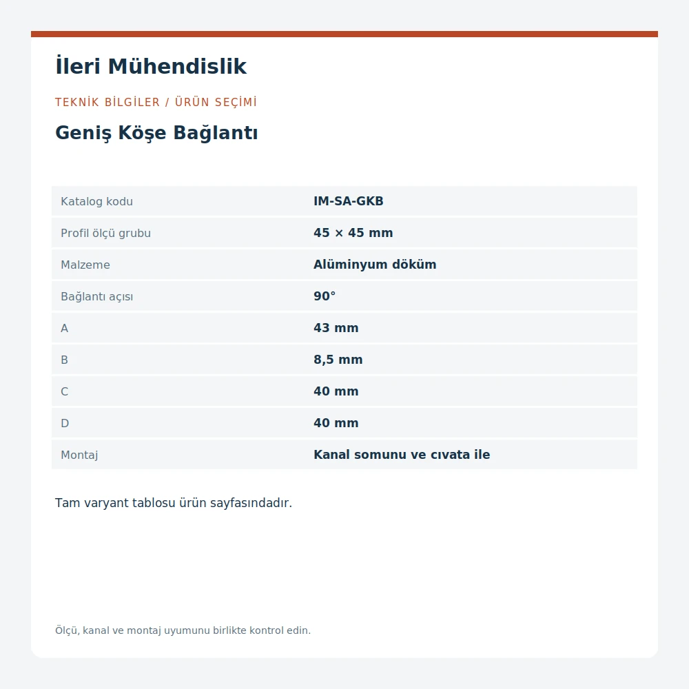 Geniş Köşe Bağlantı · İleri Mühendislik